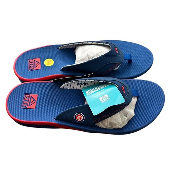 Reef Fanning X MLB Men's Flip Flop Sandals Chicago Cubs Bottle Opener NWT - Picture 3 of 10